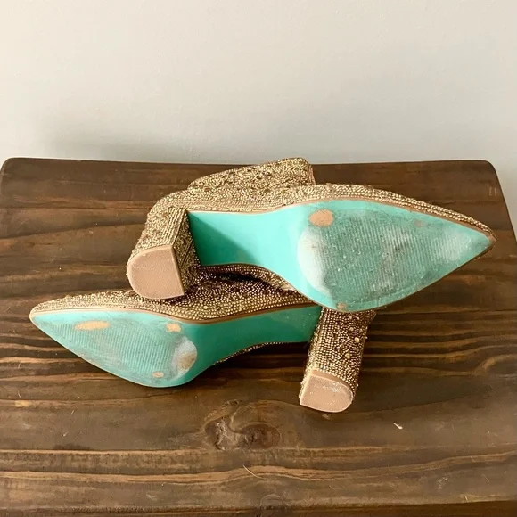 Betsey Johnson Cady Gold Rhinestone Boots 9 Holiday Party Night Out - Picture 6 of 6